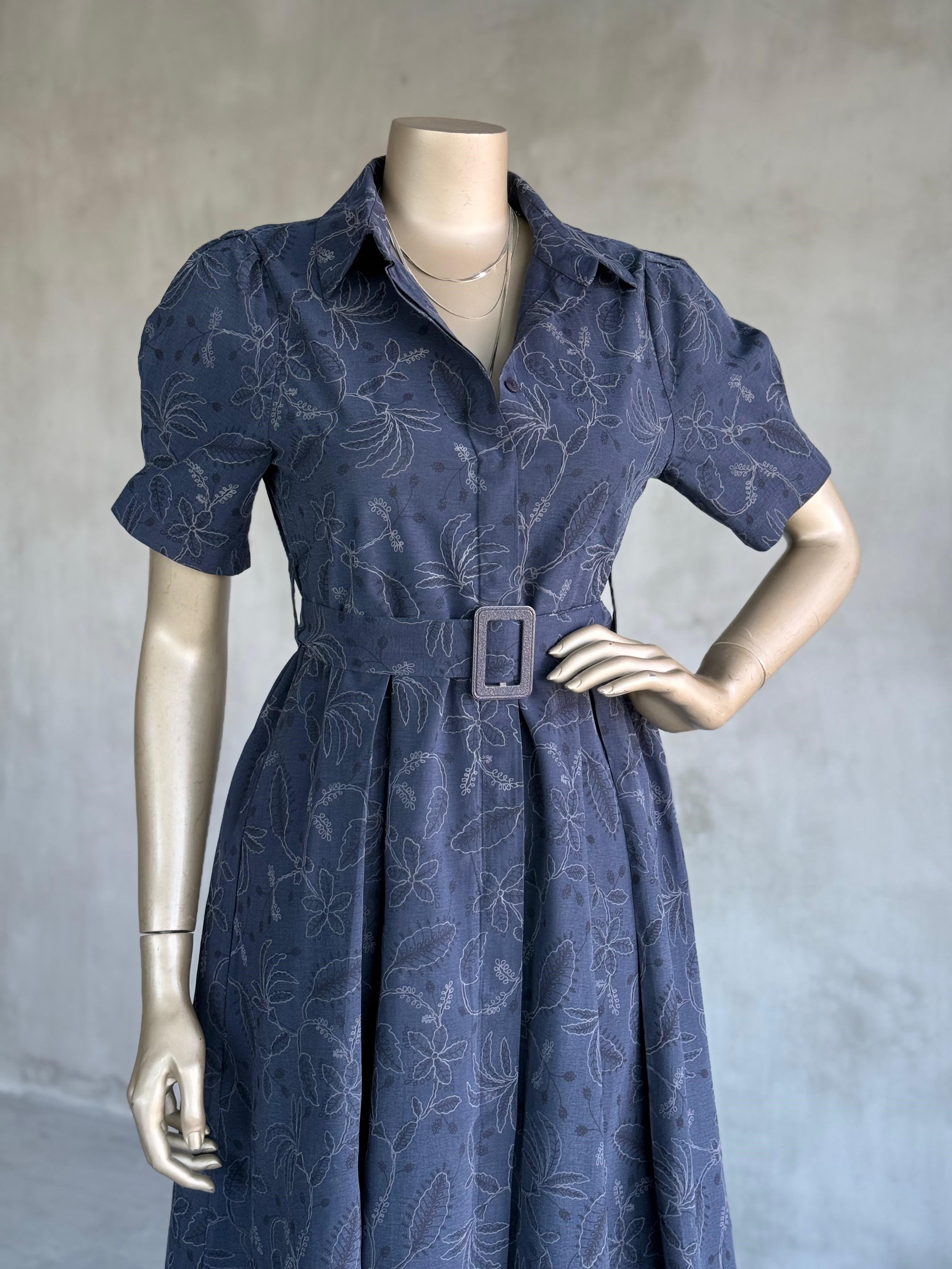 ÖN SİPARİŞE AÇILMIŞTIR. 15.04.2026 KARGO ÇIKIŞI YAPILACAKTIR. Balon Kol Midi Elbise (Lacivert)