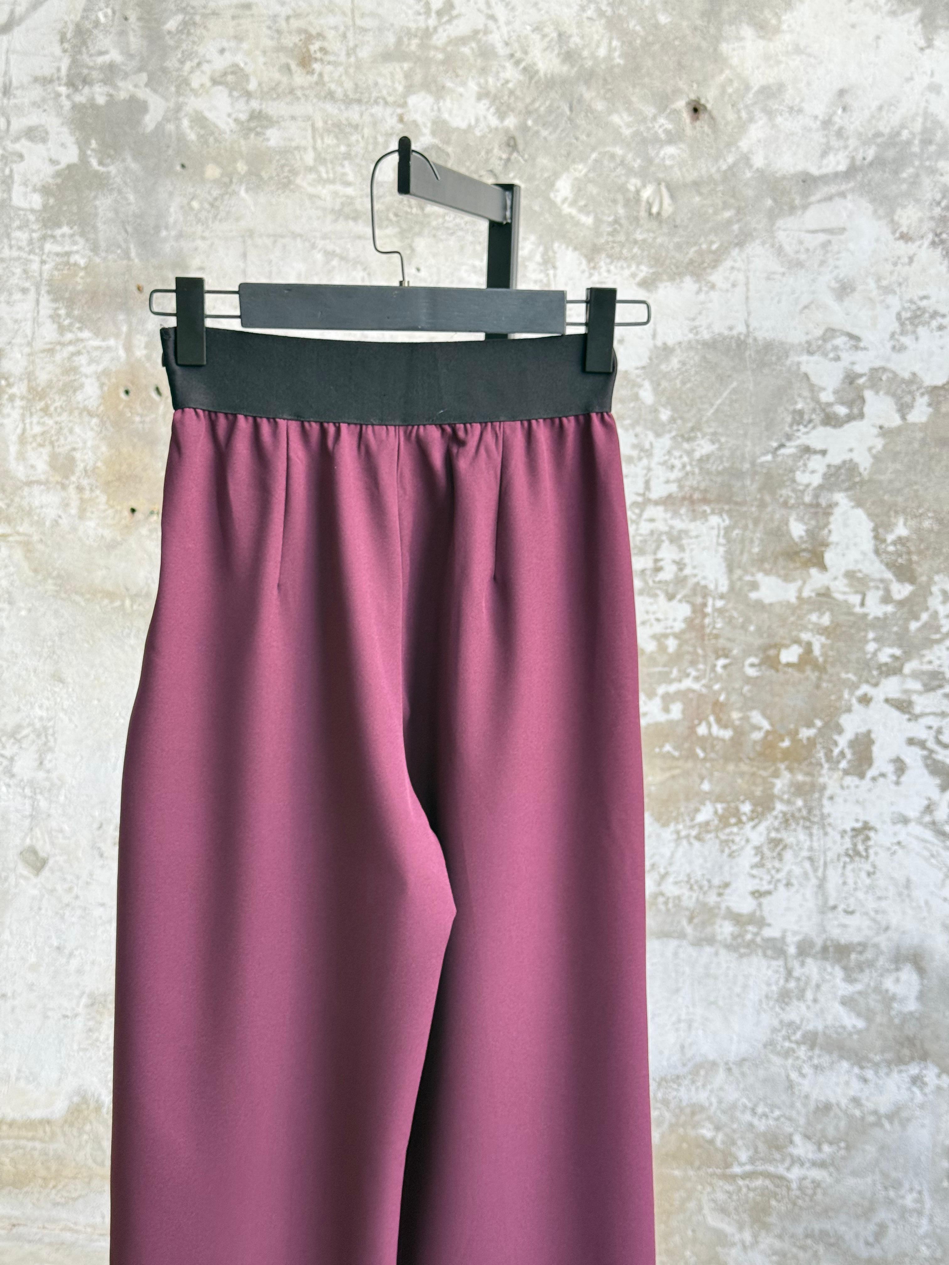 Beli Lastikli Yazı Baskılı Pantolon  (Mürdüm)