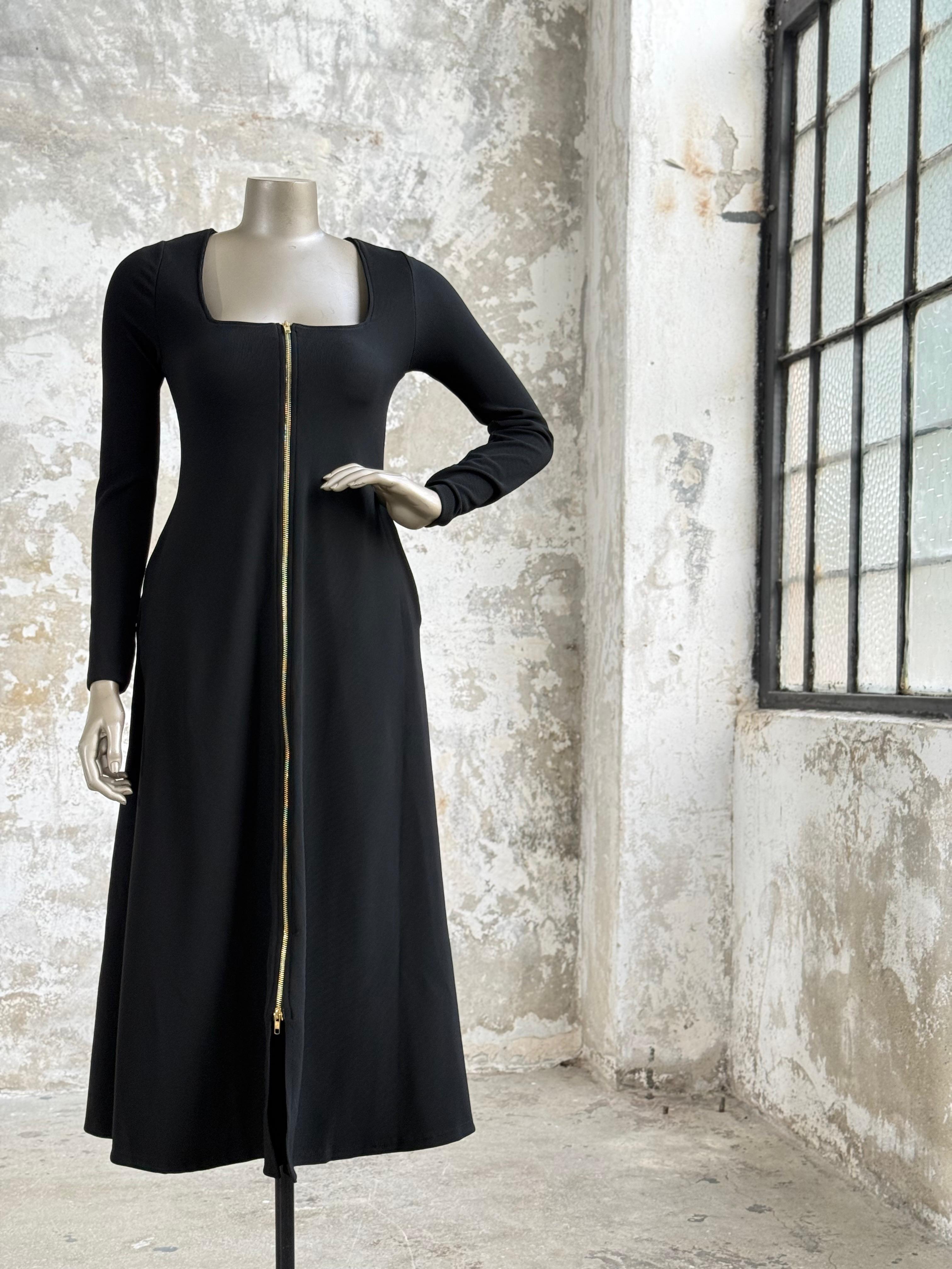 Gold Fermuar Detaylı Elbise (Siyah) 