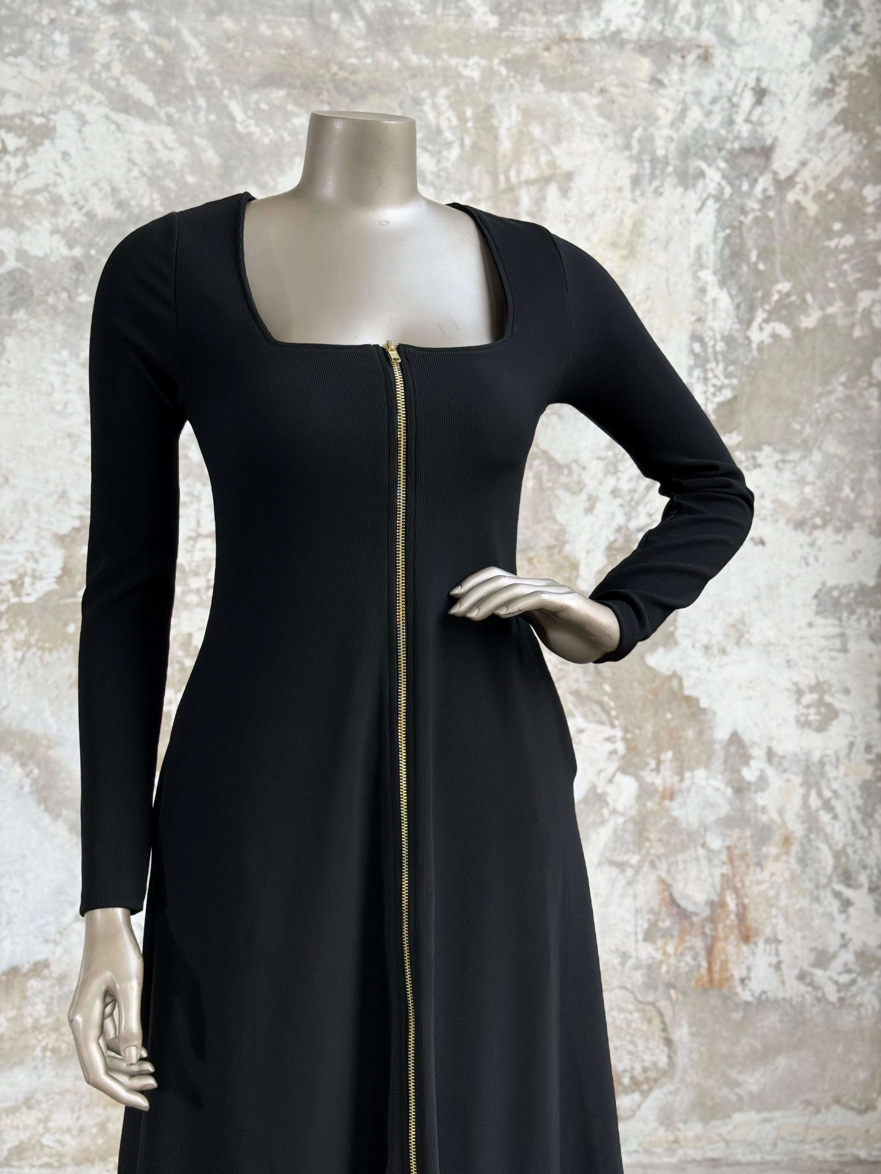 Gold Fermuar Detaylı Elbise (Siyah) 