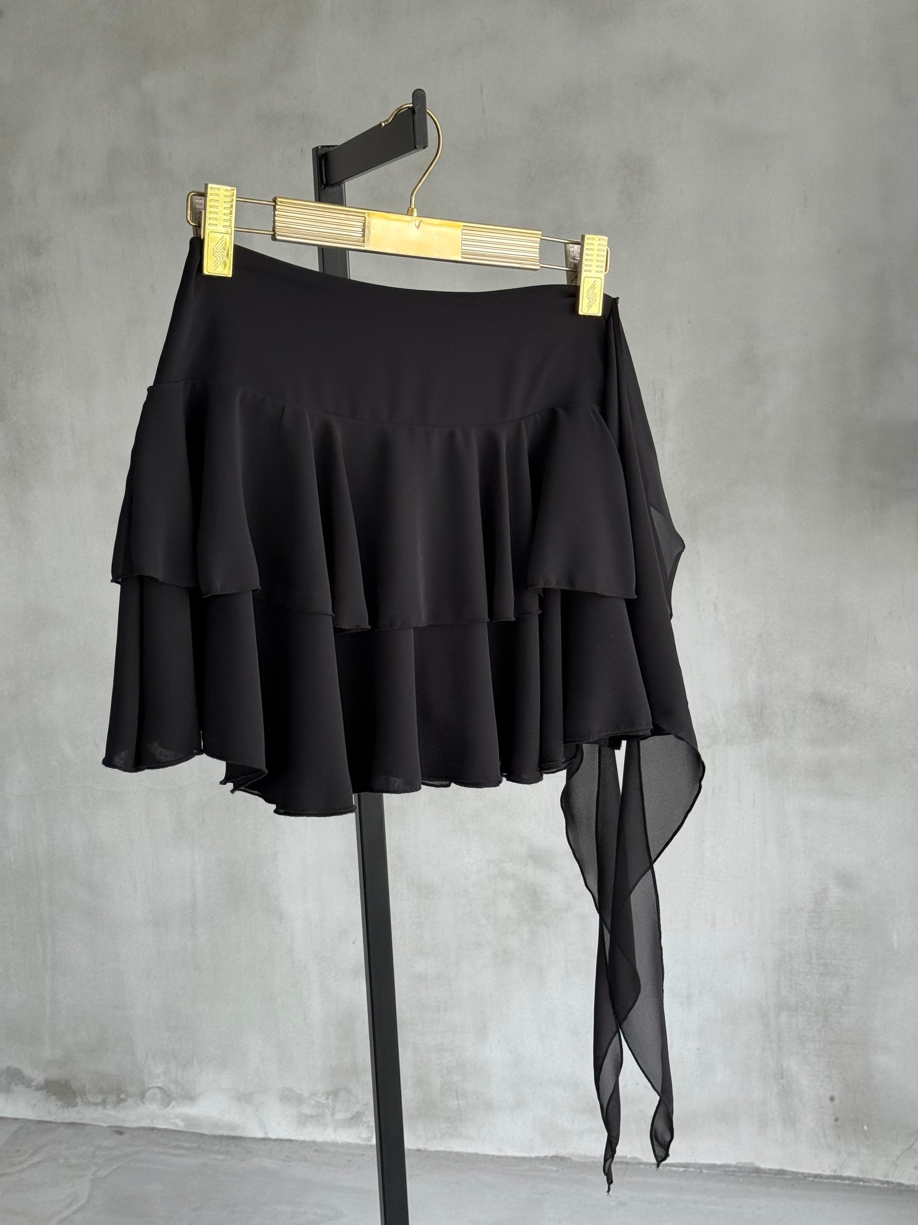 İçi Şortlu Şifon Etek (Siyah)