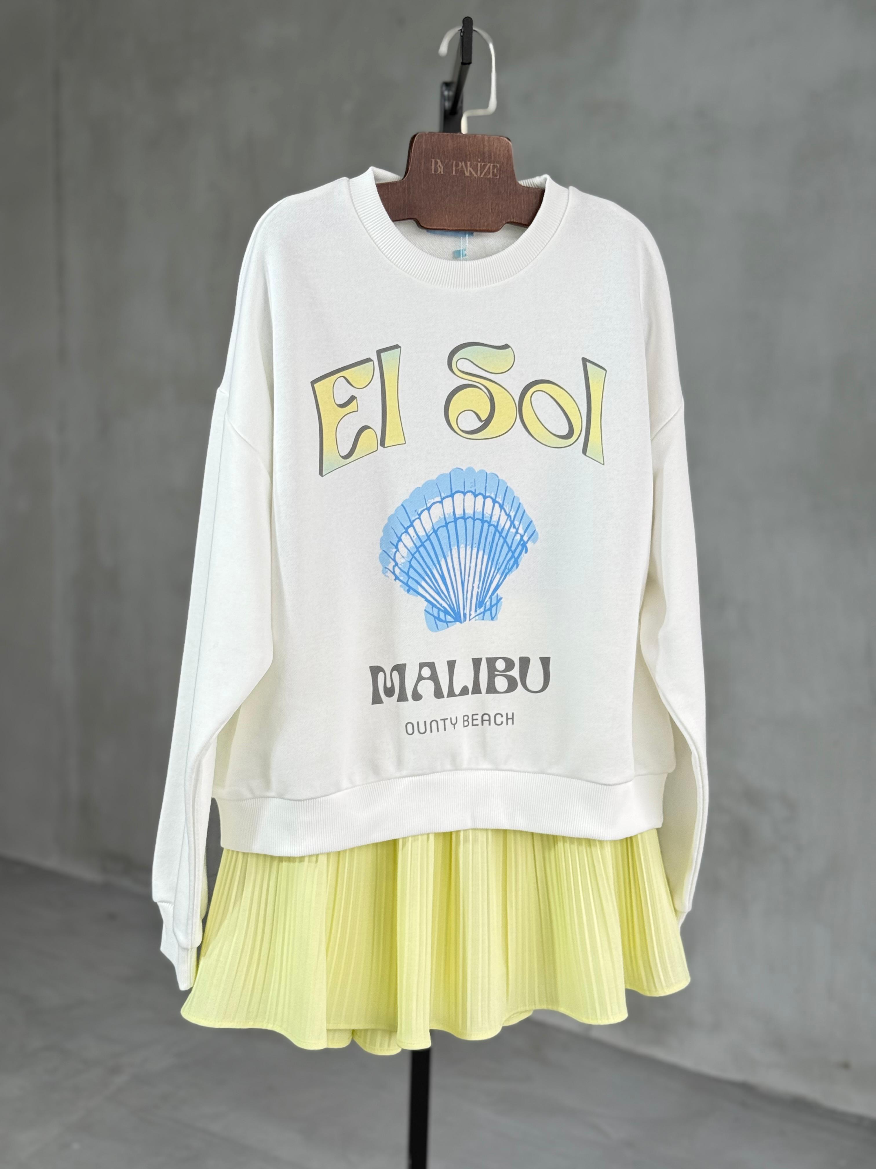 İstiridye Baskılı Sweat (Ekru)
