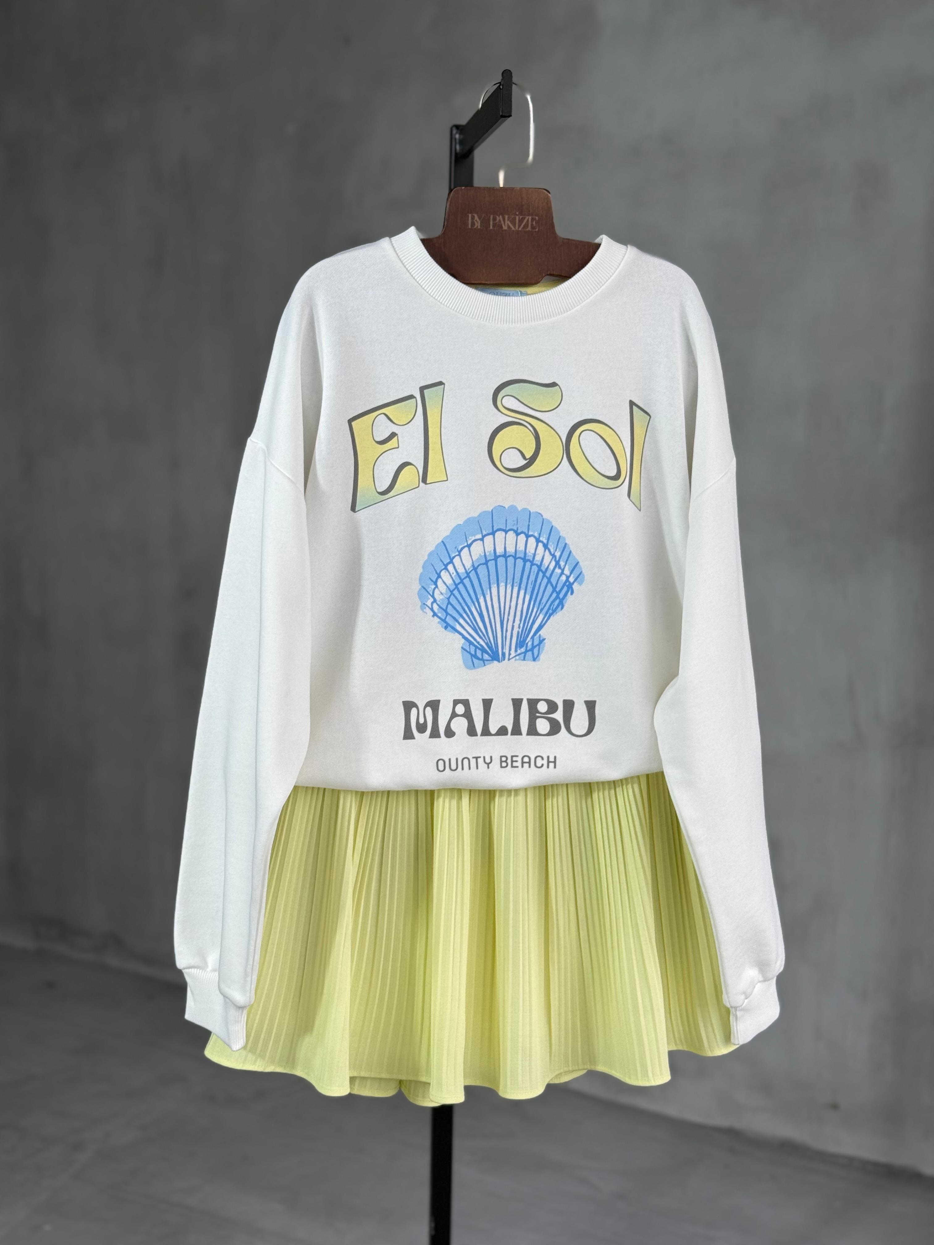 İstiridye Baskılı Sweat (Ekru)