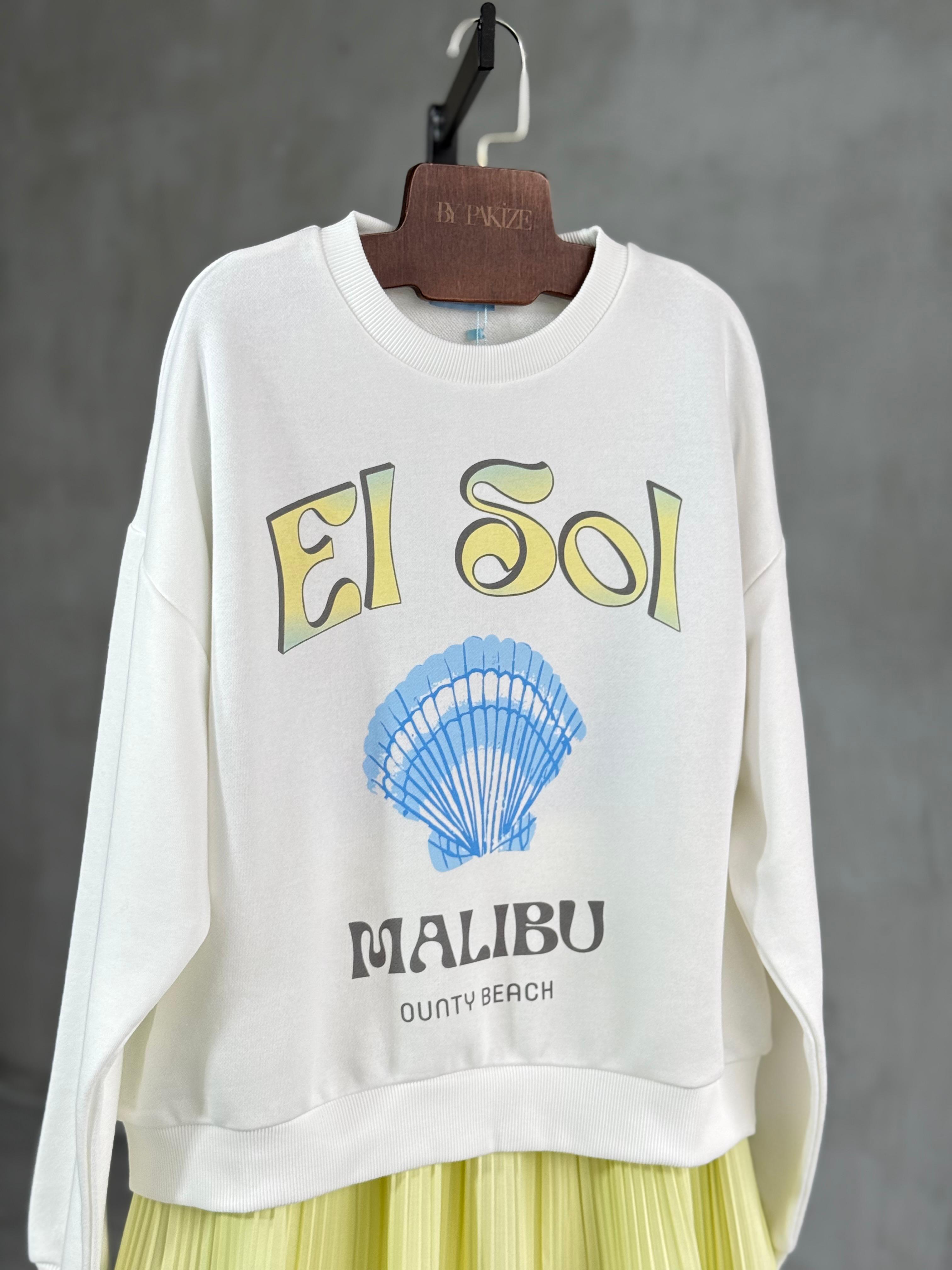 İstiridye Baskılı Sweat (Ekru)