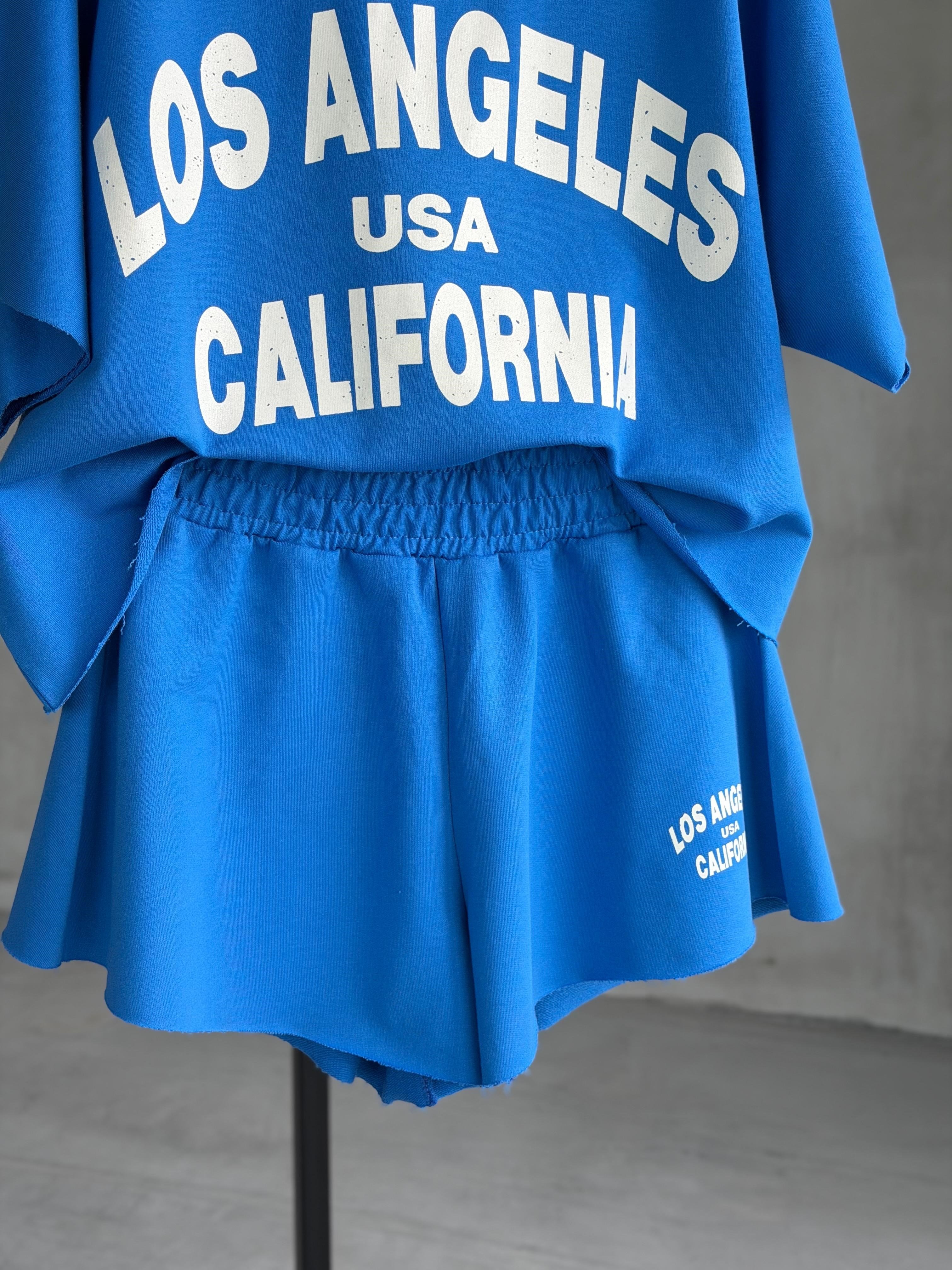 Los Angeles Yazı Baskılı Oversıze Takım (Saks)