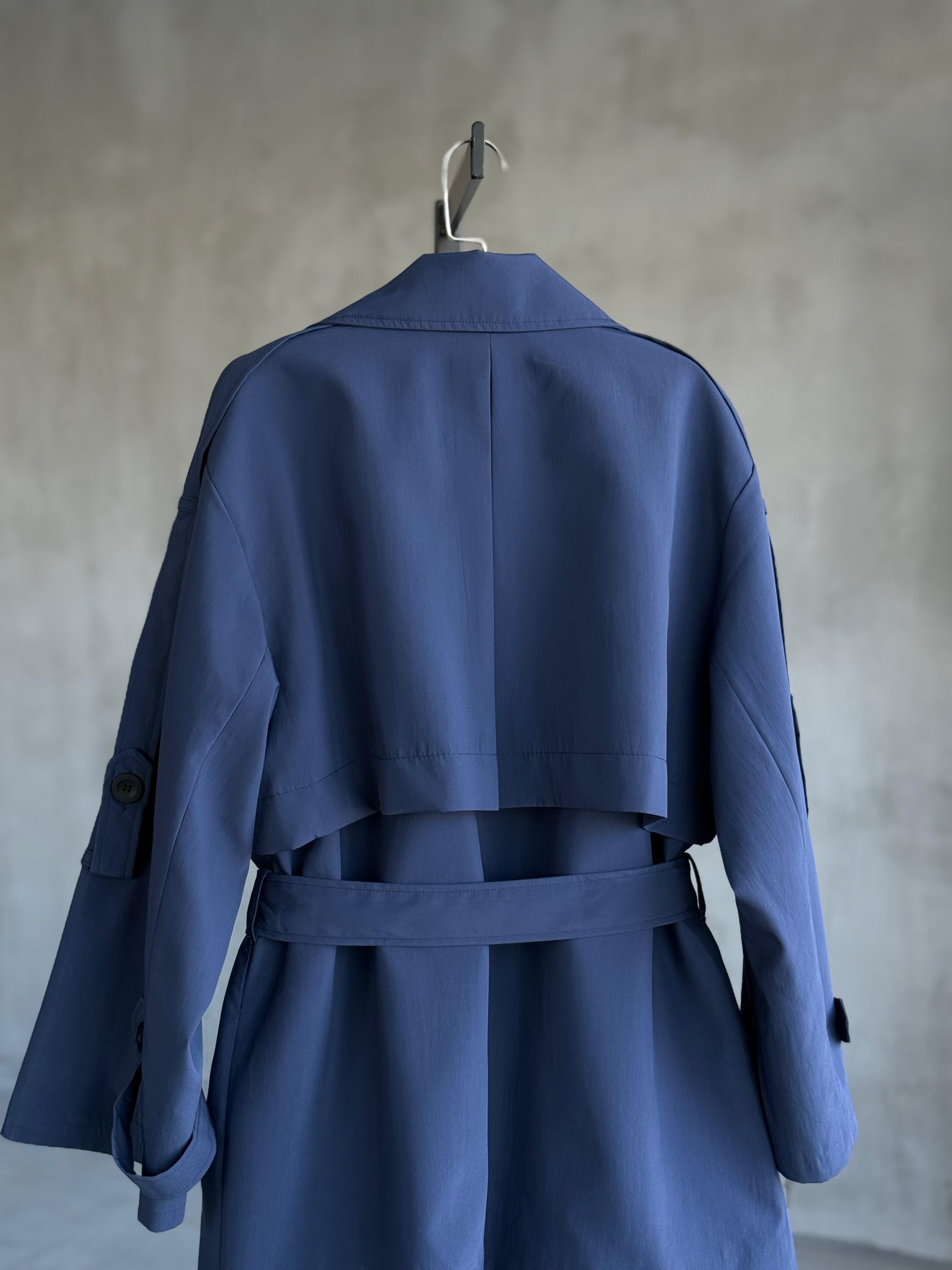 Premium Kalite Apoletli Trençkot (Lacivert)