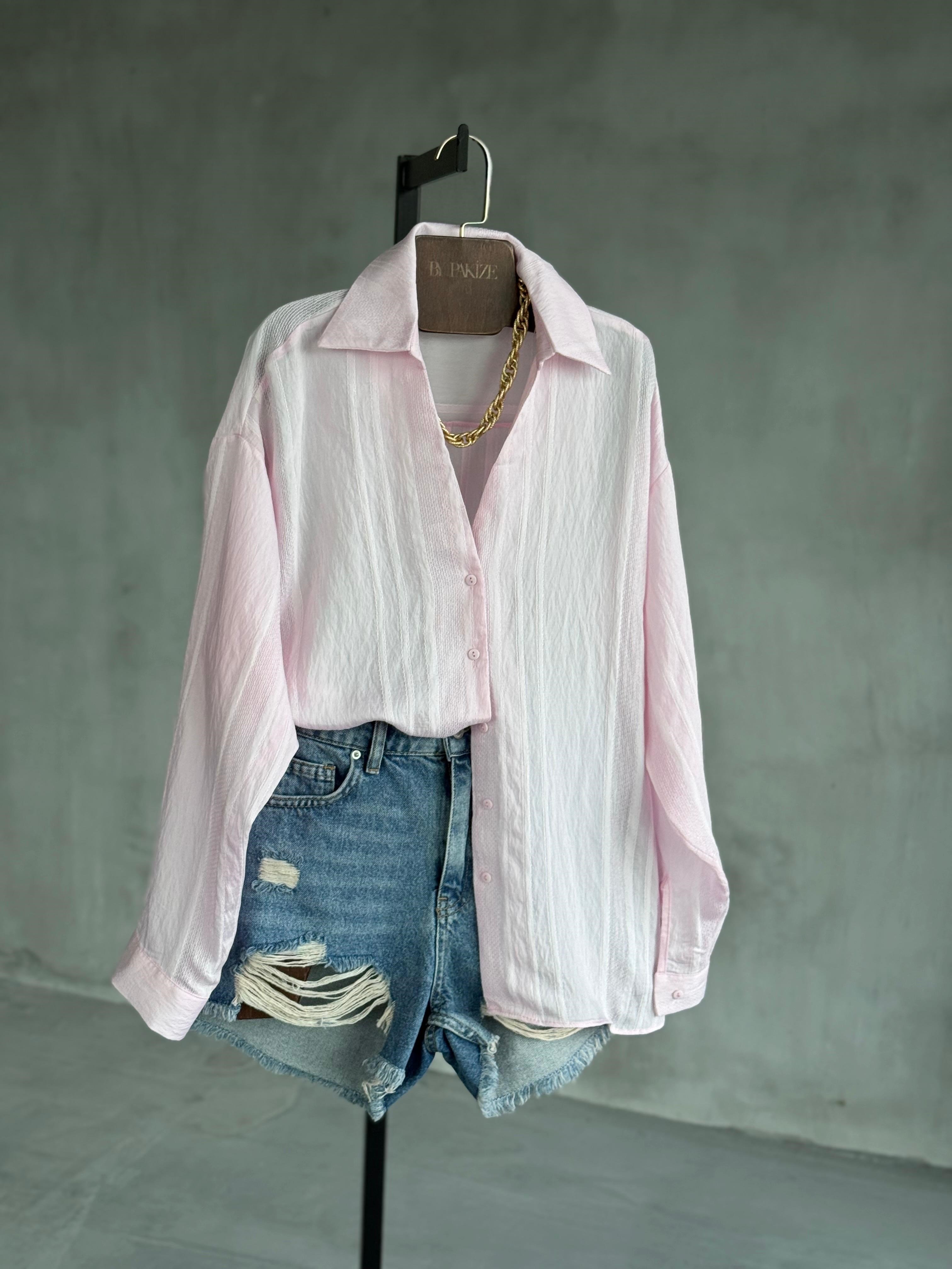 Premium Zamansız Dokulu Gömlek (Pembe)