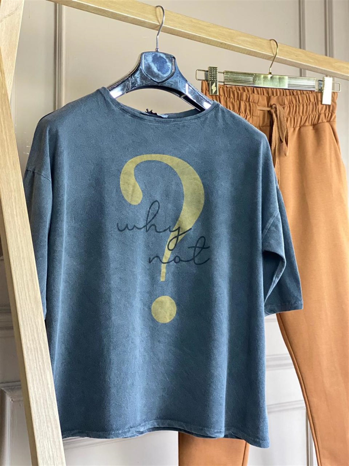 Soru işareti Dirsek Altı Kol Tshirt