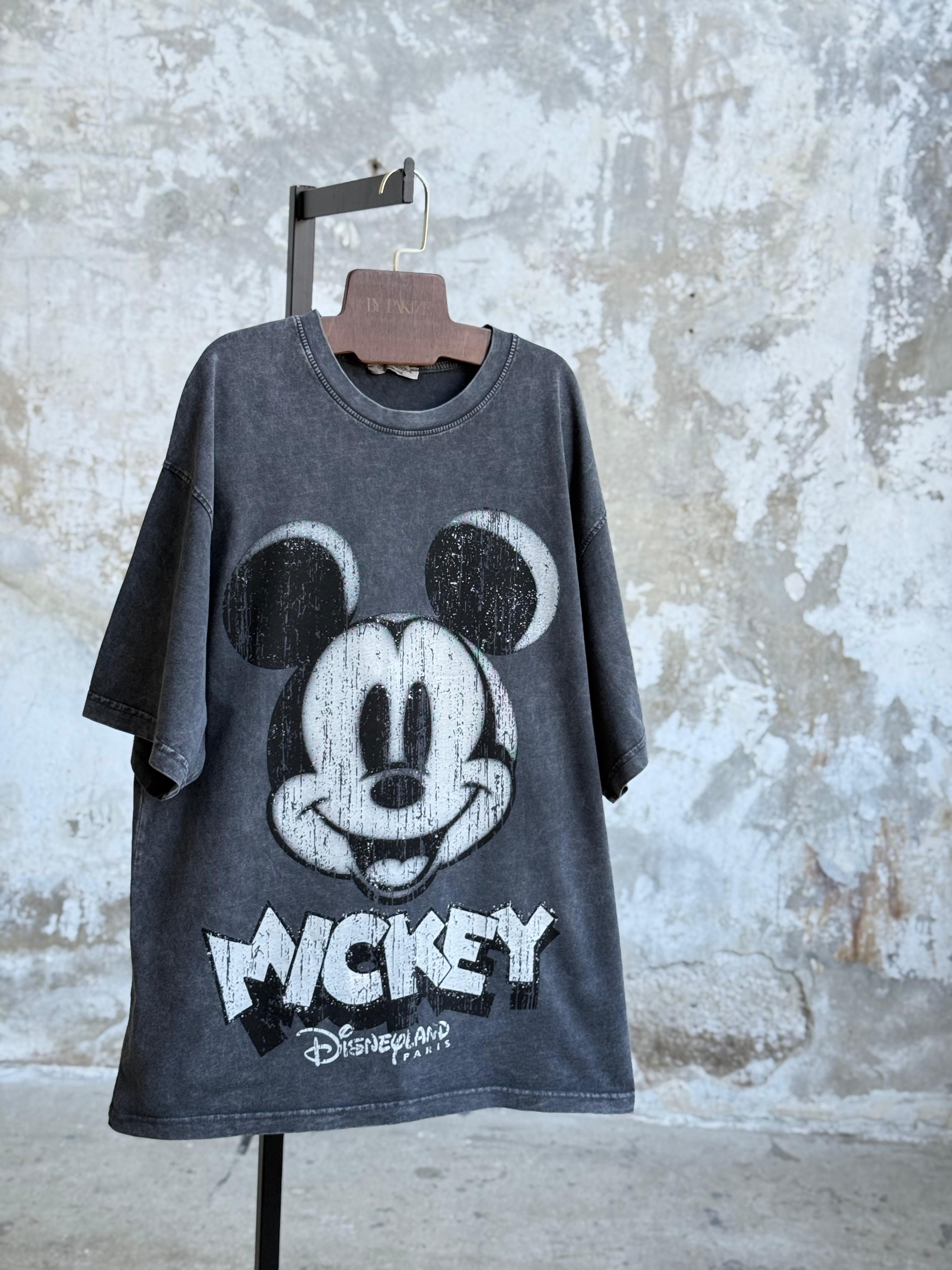 Taş Yıkamalı Oversize Dokuma Tişört (Antrasit)