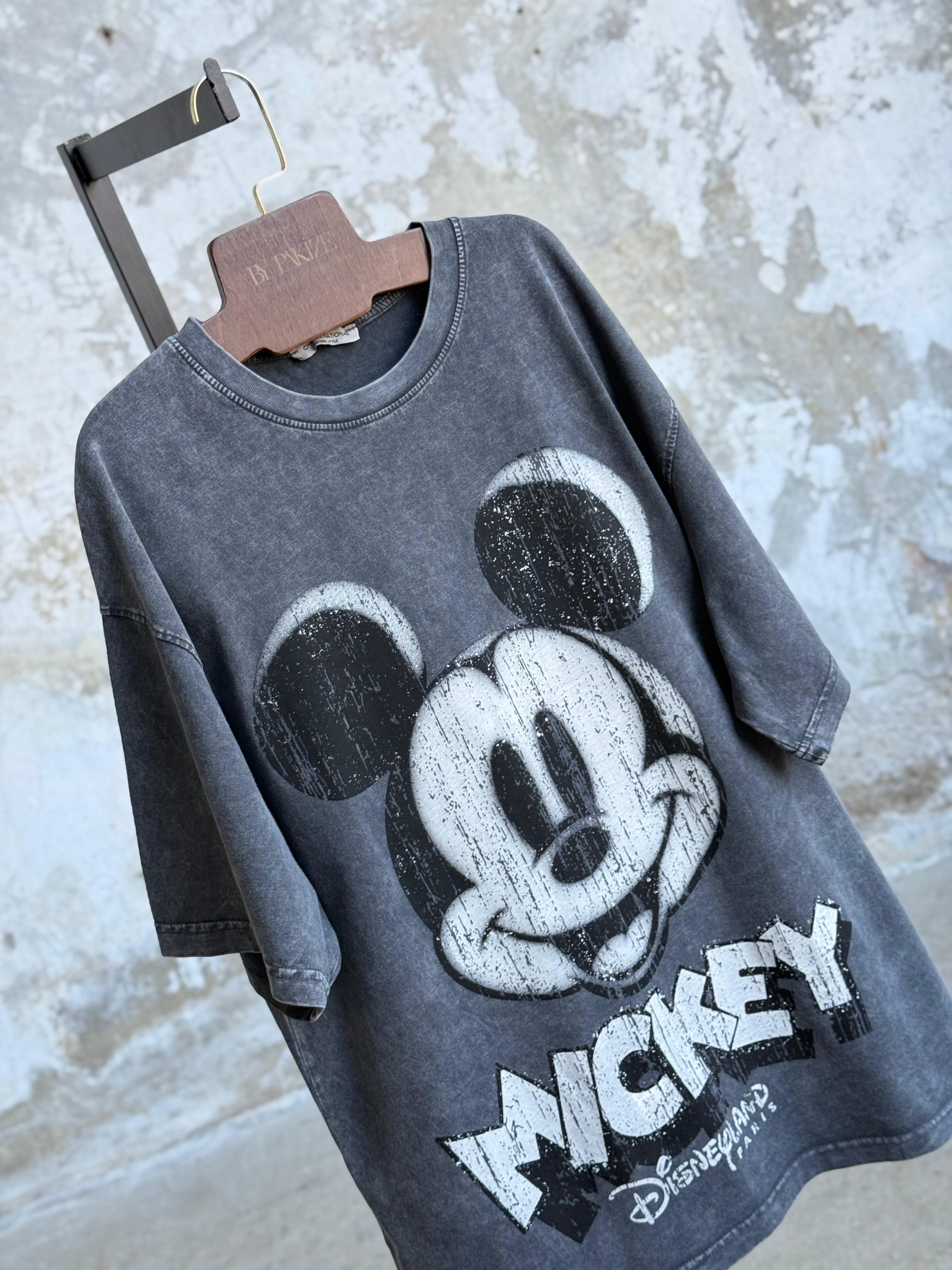 Taş Yıkamalı Oversize Dokuma Tişört (Antrasit)