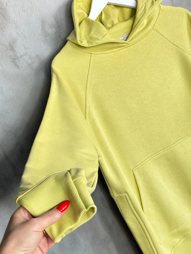 Tunik Boy Yan Yırtmaçlı Kadın Sweat (Yağ Yeşili)