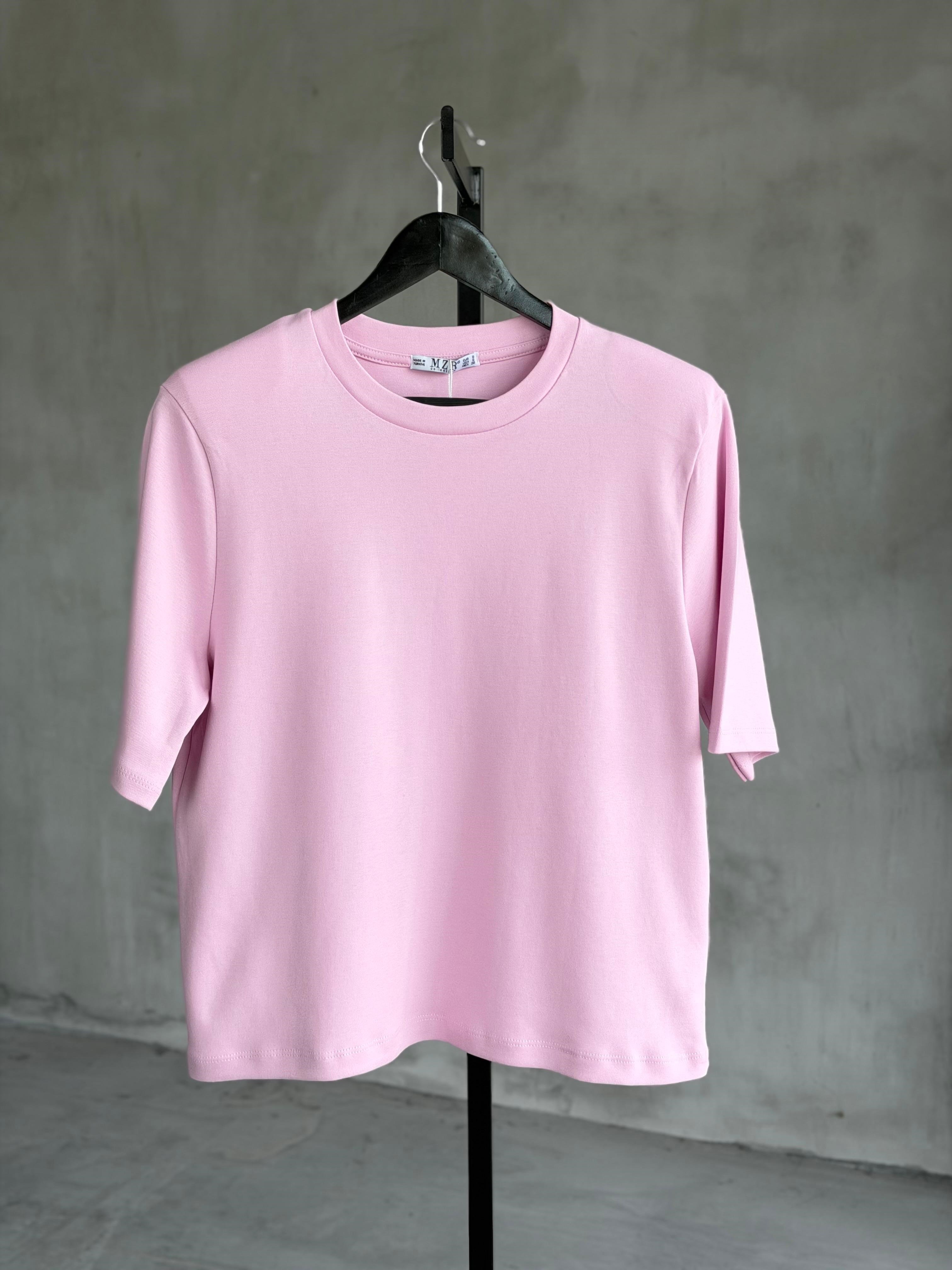 Vatkalı Basic Tişört (Pembe)