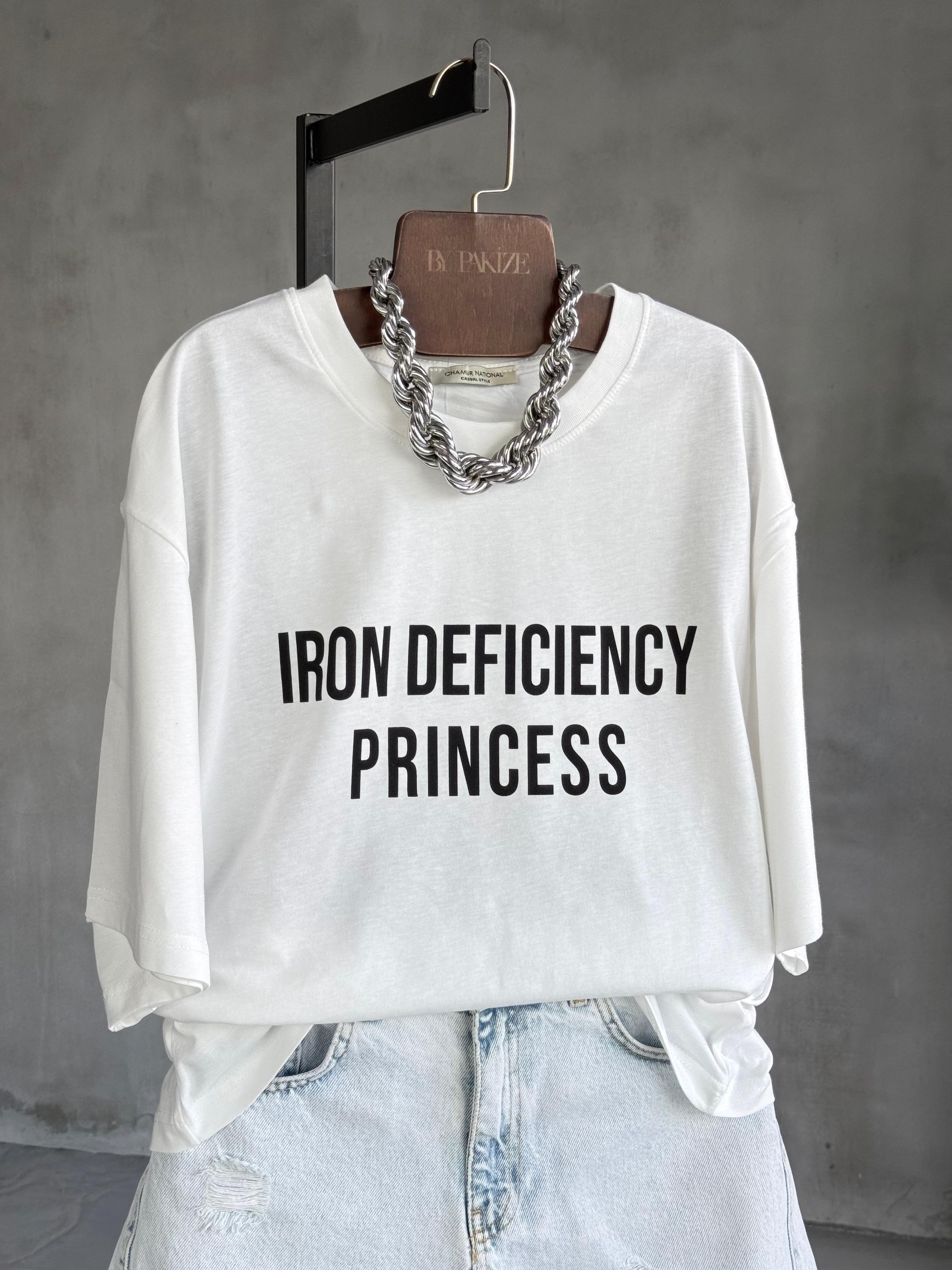 Yazı Baskılı Oversize Tişört (Beyaz)