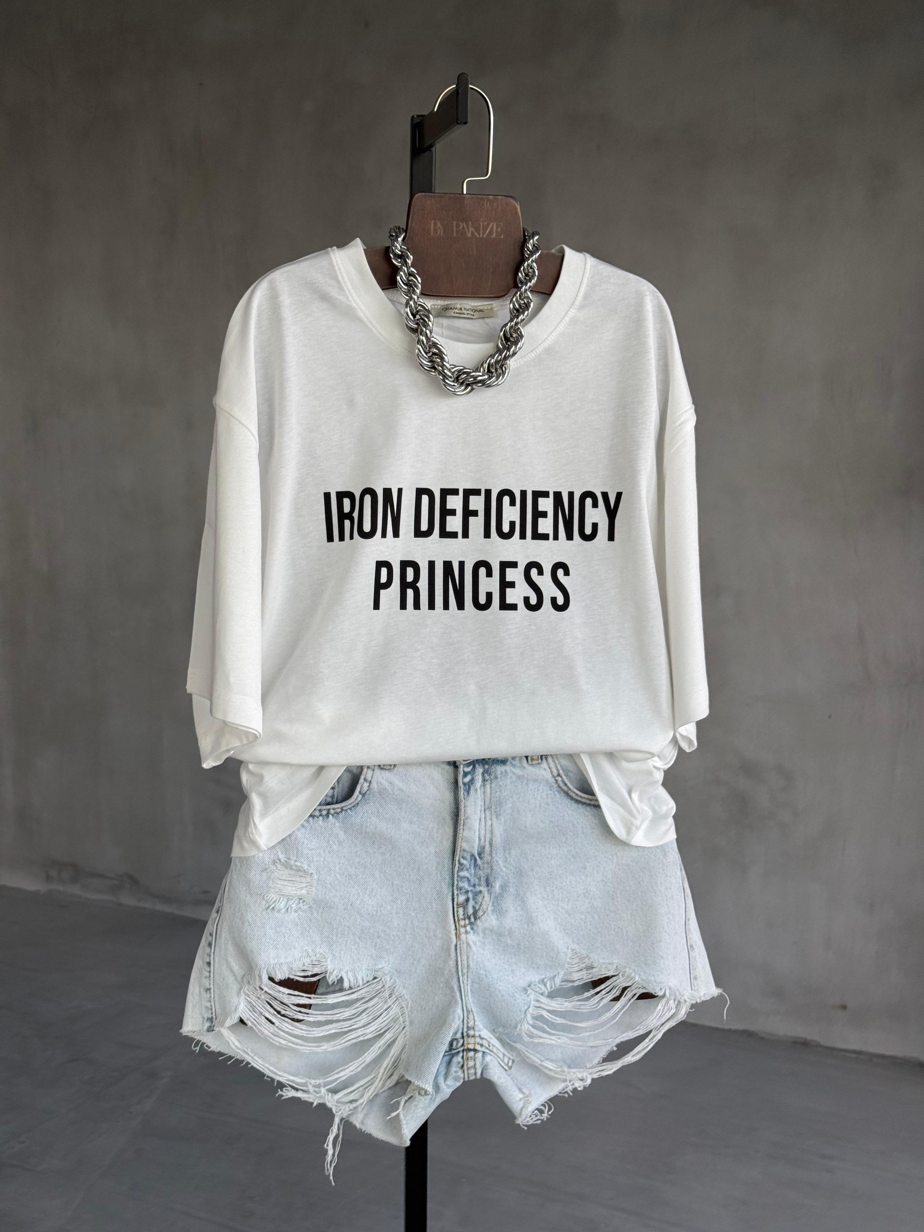 Yazı Baskılı Oversize Tişört (Beyaz)