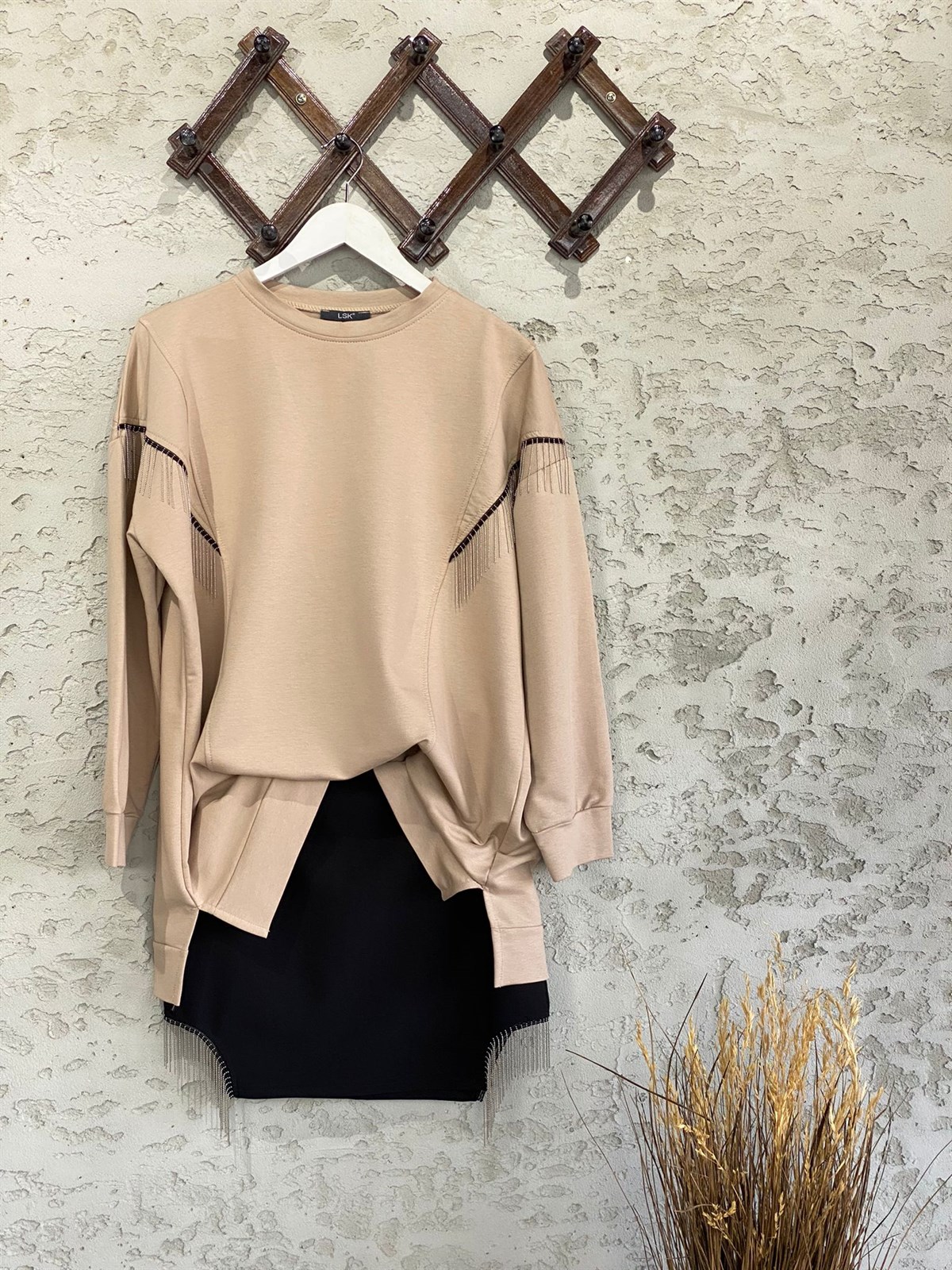 Zincirli Tunik Sweat (Bej)