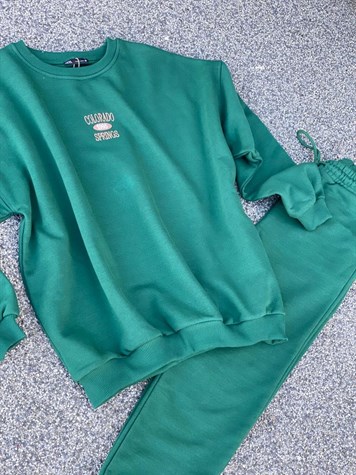 Bisiklet Yaka Yeşil Sweatshirt