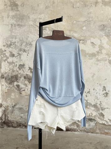 Kayık Yaka Merserize Kazak (Bebe Mavi)