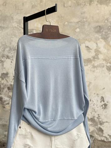 Kayık Yaka Merserize Kazak (Bebe Mavi)