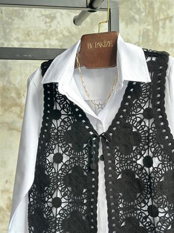  Suzene  Nakışlı Yelek (Siyah)