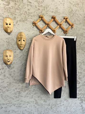 	Ucu Zincir Detaylı Tunik Sweat (Bej)