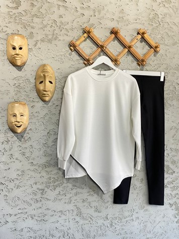 	Ucu Zincir Detaylı Tunik Sweat (Ekru)