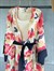 Akdeniz Çiçek Desenli Kuşaklı Kimono (Kırmızı)