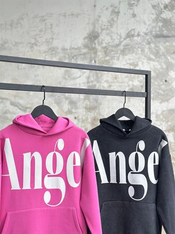 Angel Yazı Baskılı Sırtı Pul Payet İşçilikli Taş Yıkama Sweat (Antrasit)