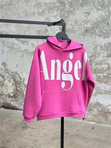 Angel Yazı Baskılı Sırtı Pul Payet İşçilikli Sweat (Pembe)