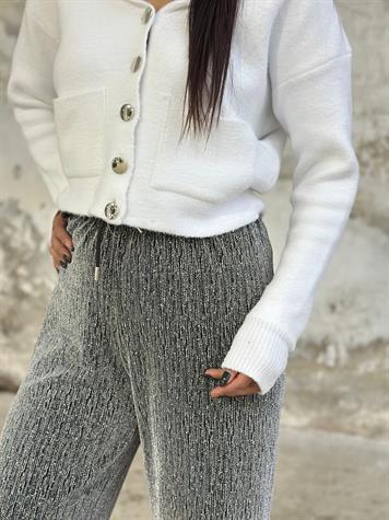 Angora Gold Düğmeli Kapüşonlu Hırka (Beyaz)