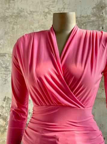 Anvelop Yaka Kadın Bluz (Pembe)