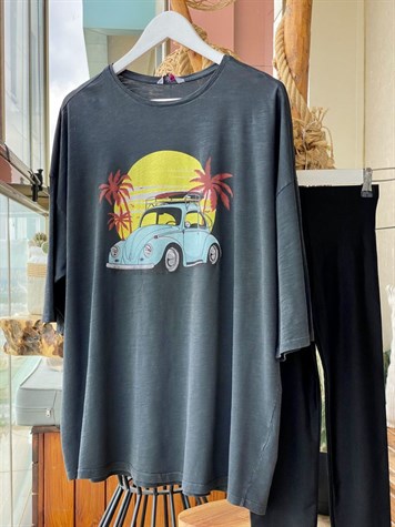 Araba Baskılı Tshirt (Antrasit)