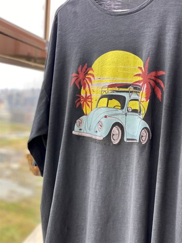 Araba Baskılı Tshirt (Antrasit)