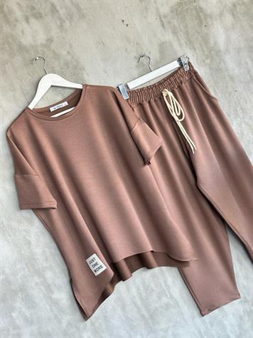 Arma Detaylı Oversize Takım (Sütlü Kahve)