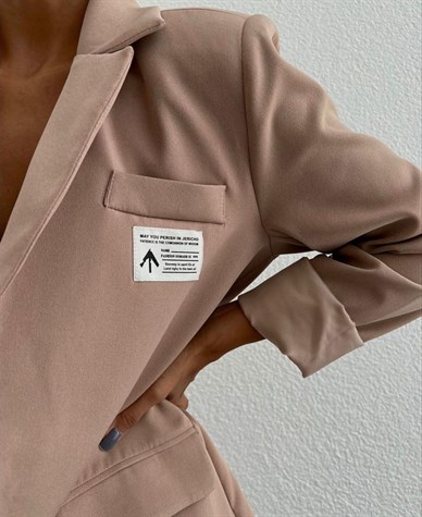 Arma Detaylı Tasarım Blazer Ceket (Bej)
