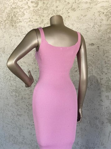 Askılı Triko Elbise (Pembe)