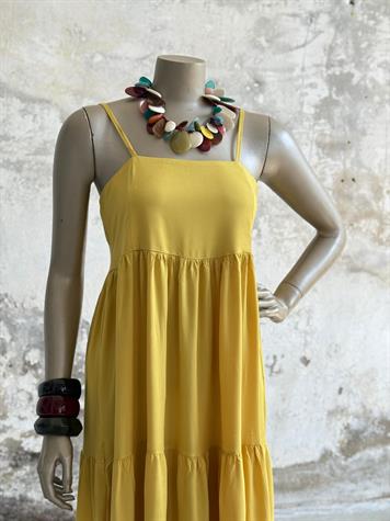 Ayarlanabilir İp Askılı Maxi Boy Elbise (Yağ Yeşili)