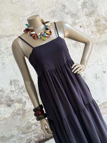 Ayarlanabilir İp Askılı Maxi Boy Elbise (Lacivert)