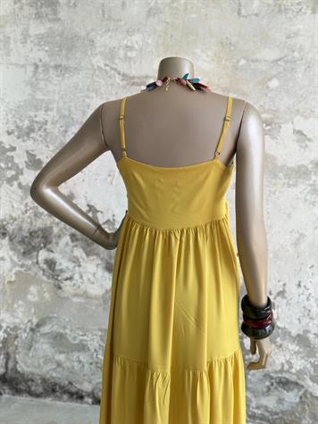 Ayarlanabilir İp Askılı Maxi Boy Elbise (Yağ Yeşili)