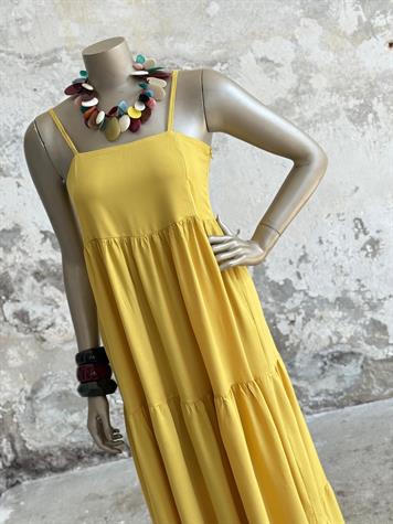 Ayarlanabilir İp Askılı Maxi Boy Elbise (Yağ Yeşili)