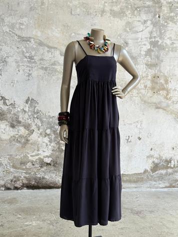 Ayarlanabilir İp Askılı Maxi Boy Elbise (Lacivert)