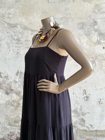 Ayarlanabilir İp Askılı Maxi Boy Elbise (Lacivert)