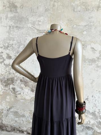Ayarlanabilir İp Askılı Maxi Boy Elbise (Lacivert)