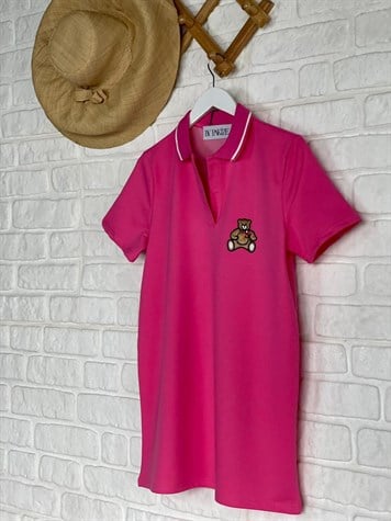 Ayıcık Desenli Elbise (Pembe)