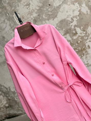 Bağlama Detaylı Modal Kumaş Gömlek (Pembe)