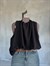 Bağlamalı Drape Yaka Balon Model Krep Bluz (Siyah)