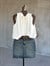 Bağlamalı Drape Yaka Balon Model Krep Bluz (Beyaz)