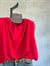Bağlamalı Drape Yaka Balon Model Krep Bluz (Kırmızı)