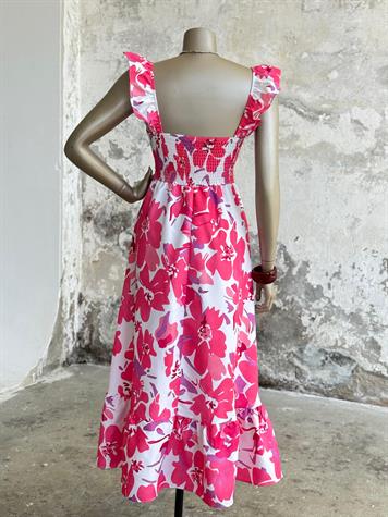 Bahar Çiçekli Poplin Elbise (Pembe)