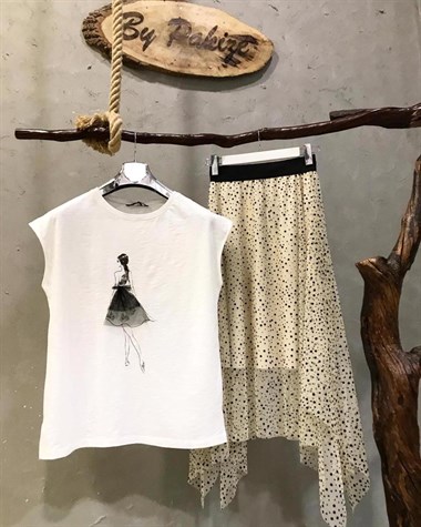 Balerin Kız Tshirt  (PUDRA & SİYAH)