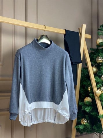 Balıkçı Yaka Polarlı Sweat (Antrasit)